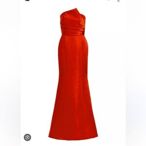 Amsale Duchese Assymetric Mermaid Gown/Dress Red